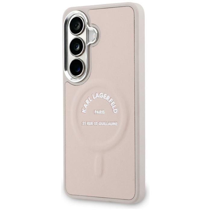 Karl Lagerfeld Embossed Ring RSG Logo MagSafe Case for Samsung Galaxy S26+ - Pink