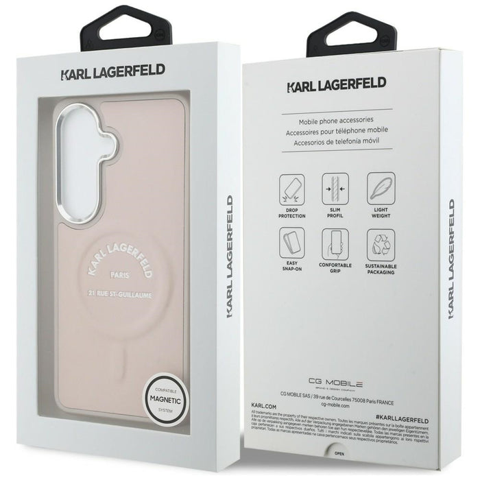 Karl Lagerfeld Embossed Ring RSG Logo MagSafe Case for Samsung Galaxy S26+ - Pink