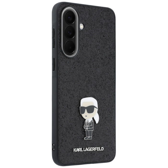 Karl Lagerfeld Fixed Glitter Ikonik Logo Metal Pin Case for Samsung Galaxy A37 5G - Black