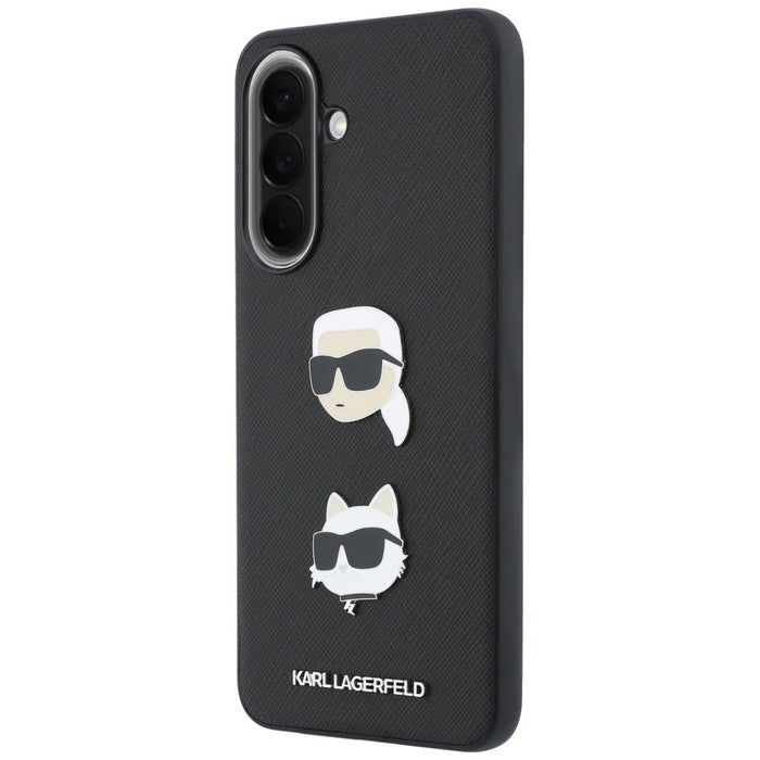 Karl Lagerfeld Case with Karl&Choupette Heads Pins&Logo for Samsung Galaxy A57 5G - Black