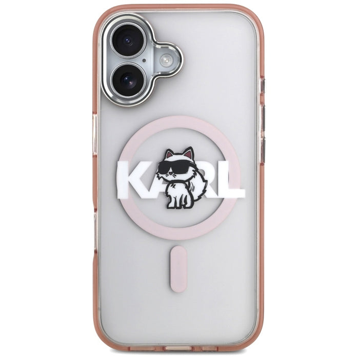 Karl Lagerfeld IML Choupette Sketch Logo MagSafe iPhone 17 Case - Pink