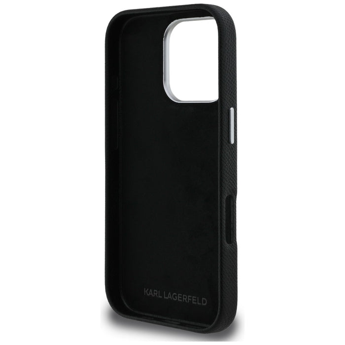 Karl Lagerfeld FW Grained Signature Logo Case for iPhone 16 Pro Max - Black