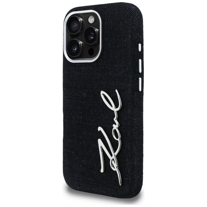 Karl Lagerfeld FW Jeans Signature Logo iPhone 16 Pro Case - Black