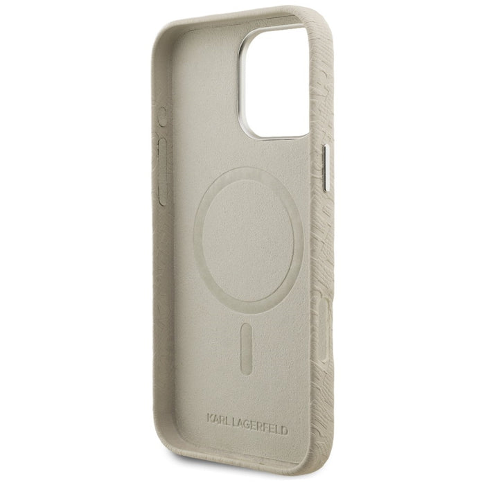 Karl Lagerfeld FW Stamped Karl MagSafe Case for iPhone 16 Pro Max - Beige