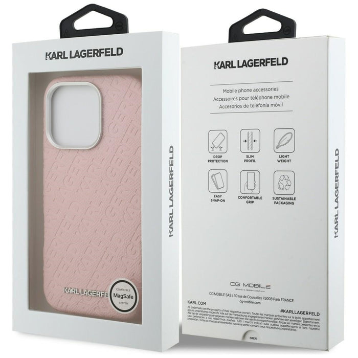 Karl Lagerfeld FW Stamped Karl MagSafe Case for iPhone 16 Pro - Pink