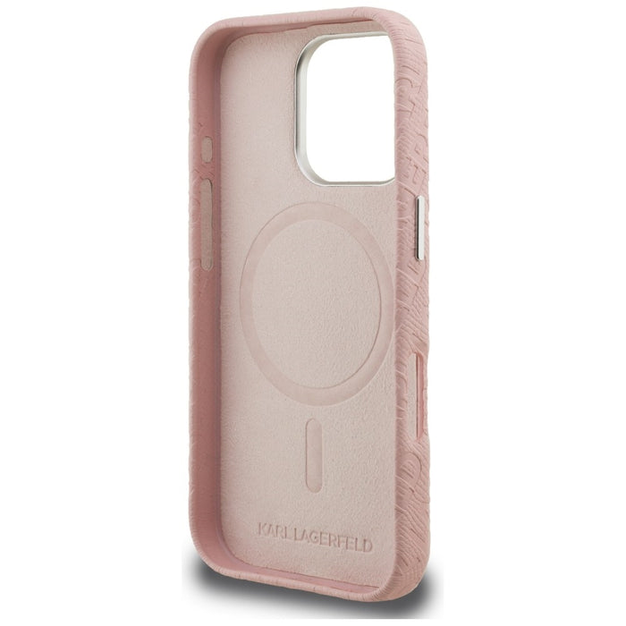Karl Lagerfeld FW Stamped Karl MagSafe Case for iPhone 16 Pro - Pink