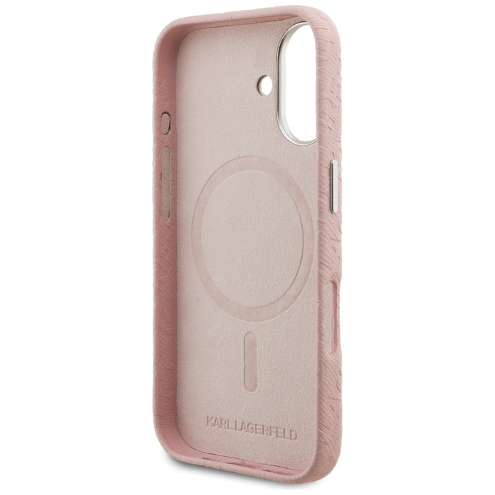 Karl Lagerfeld FW Stamped Karl MagSafe iPhone 16 Case - Pink
