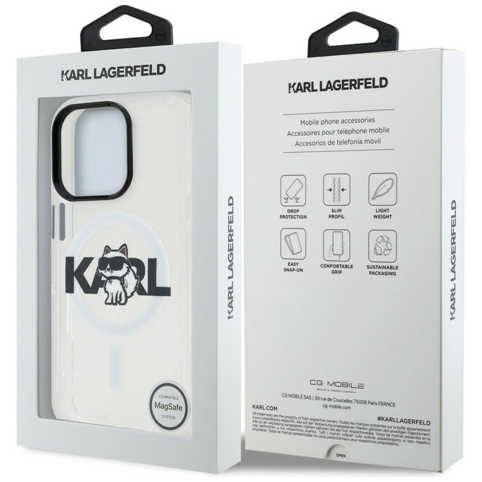 Karl Lagerfeld IML Choupette Sketch Logo MagSafe Case for iPhone 16 Pro - Clear