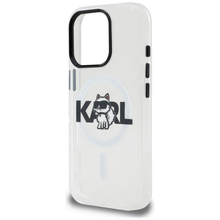 Karl Lagerfeld IML Choupette Sketch Logo MagSafe Case for iPhone 16 Pro - Clear