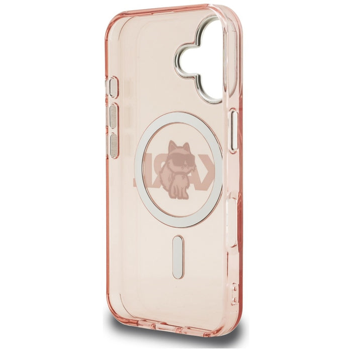 Karl Lagerfeld IML Choupette Sketch Logo MagSafe iPhone 16 Case - Pink
