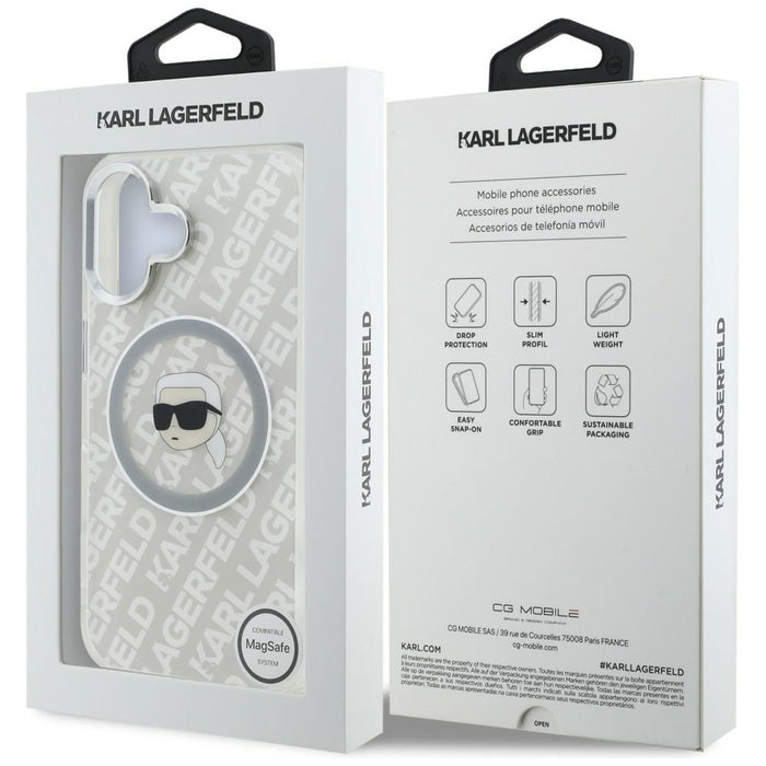 Karl Lagerfeld IML Karl Head Logo MagSafe Case for iPhone 16 - Gray