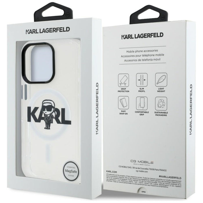 Karl Lagerfeld IML Karl Sketch Logo MagSafe Case for iPhone 16 Pro Max - Clear