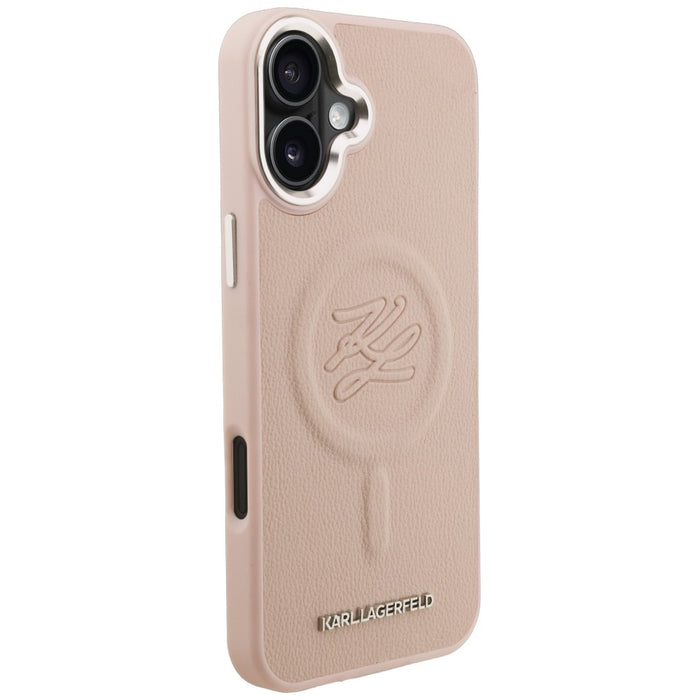 Karl Lagerfeld Initial &amp; Metal Logo MagSafe Case for iPhone 16 Plus - Pink