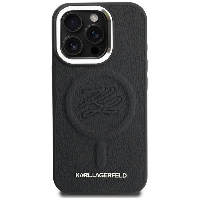 Karl Lagerfeld Initial &amp; Metal Logo MagSafe Case for iPhone 16 Pro - Black