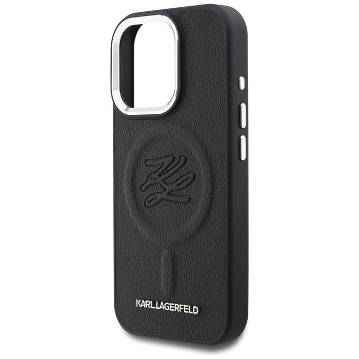 Karl Lagerfeld Initial &amp; Metal Logo MagSafe Case for iPhone 16 Pro - Black