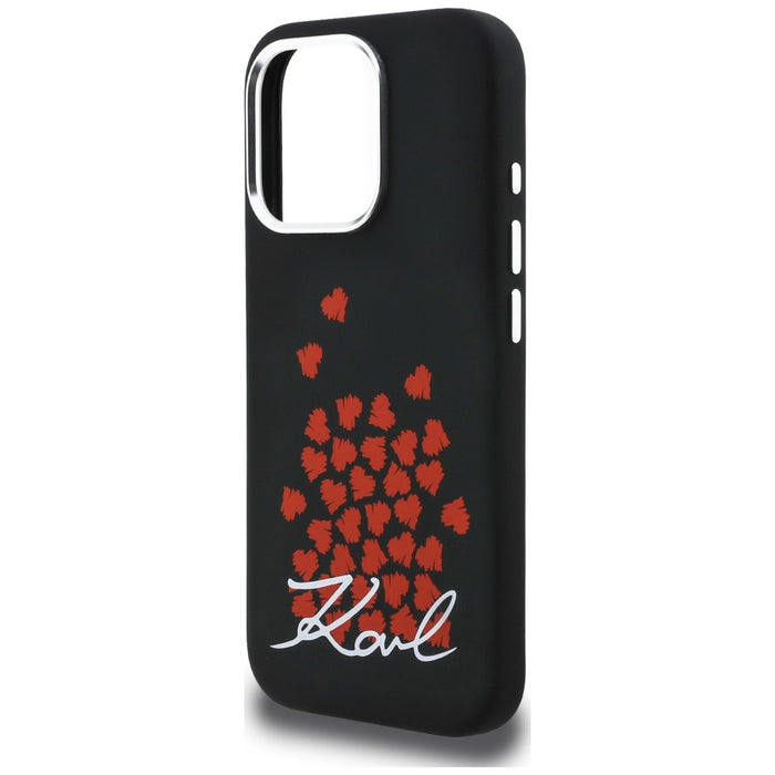 Karl Lagerfeld Silicone Heart Sign Logo MagSafe Case for iPhone 16 Pro Max - Black