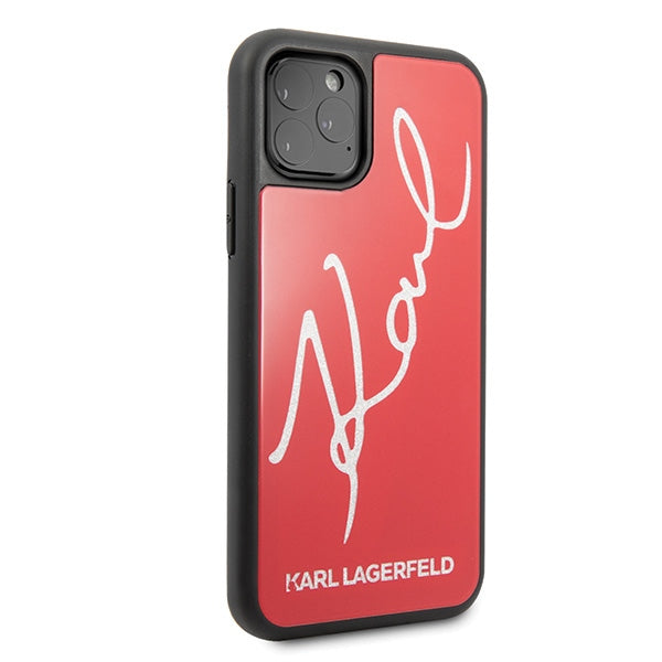 Karl Lagerfeld Signature Glitter Case for iPhone 11 Pro - Red