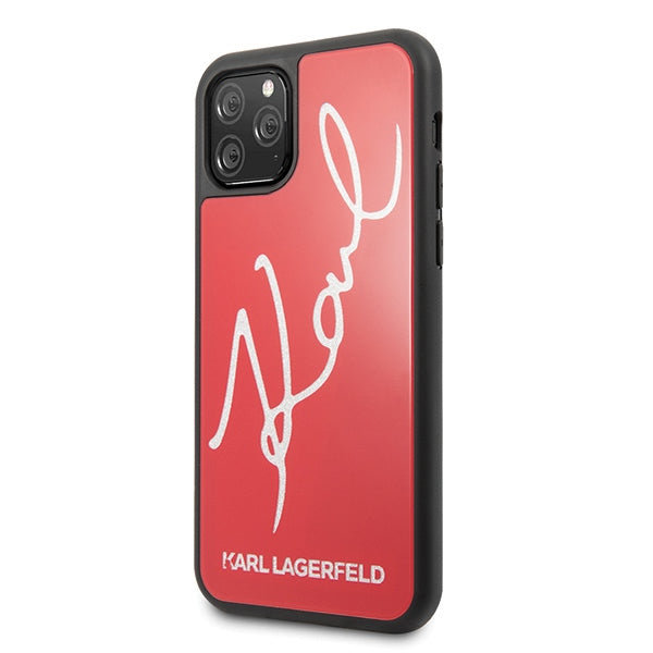 Karl Lagerfeld Signature Glitter Case for iPhone 11 Pro Max - Red