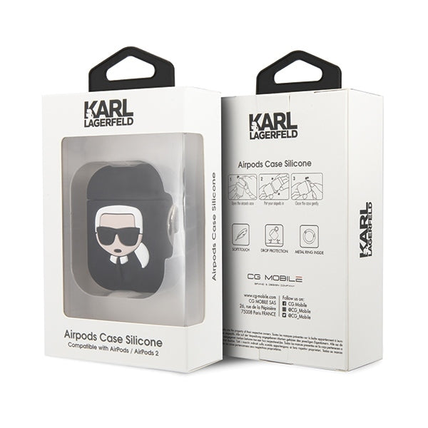 Karl Lagerfeld Silicone Ikonik Case for AirPods 1/2 - Black