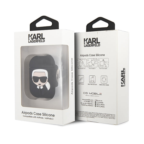 Karl Lagerfeld Silicone Ikonik Case for AirPods 1/2 - Black