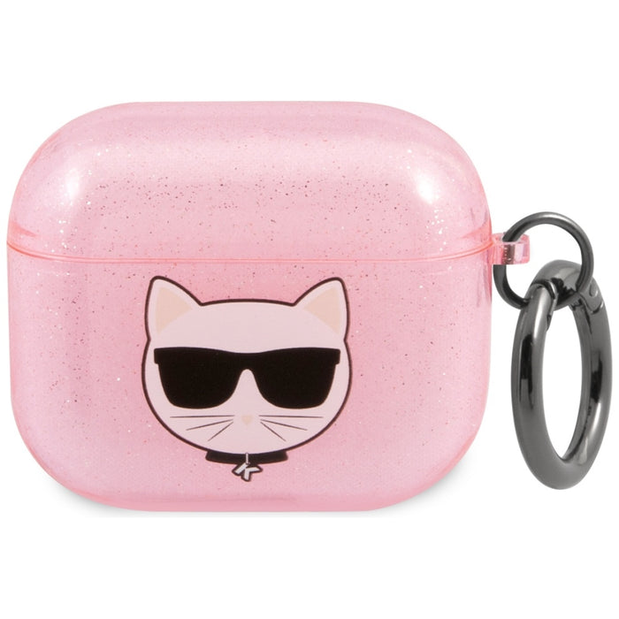 Karl Lagerfeld Glitter Choupette Case for AirPods 3 - Pink