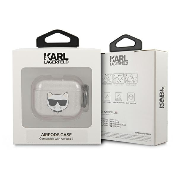 Karl Lagerfeld Glitter Choupette case for AirPods 3 - silver