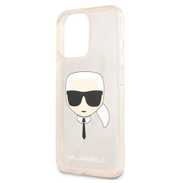 Karl Lagerfeld Glitter Karl&#39;s Head Case for iPhone 13 Pro / iPhone 13 - Gold