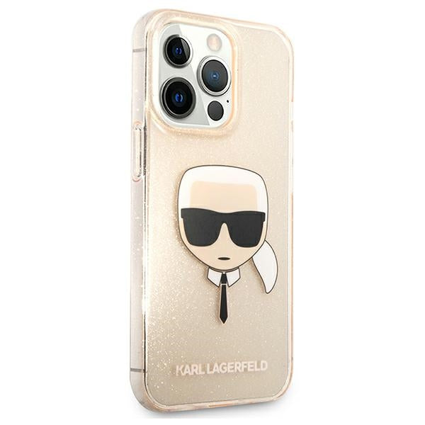 Karl Lagerfeld Glitter Karl&#39;s Head Case for iPhone 13 Pro / iPhone 13 - Gold