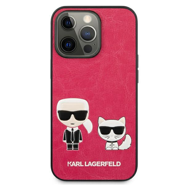 Karl Lagerfeld Ikonik Karl&amp;Choupette Case for iPhone 13 Pro / iPhone 13 - Fuchsia