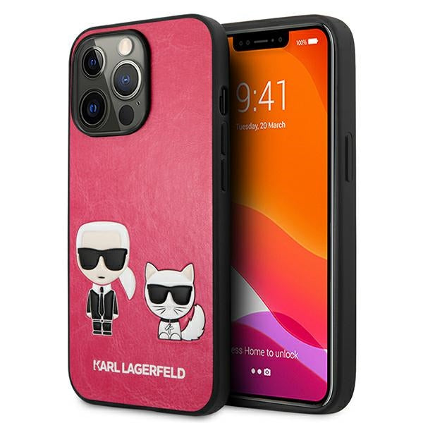 Karl Lagerfeld Ikonik Karl&amp;Choupette Case for iPhone 13 Pro / iPhone 13 - Fuchsia