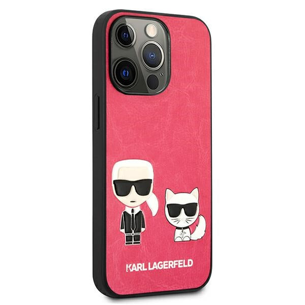 Karl Lagerfeld Ikonik Karl&amp;Choupette Case for iPhone 13 Pro / iPhone 13 - Fuchsia