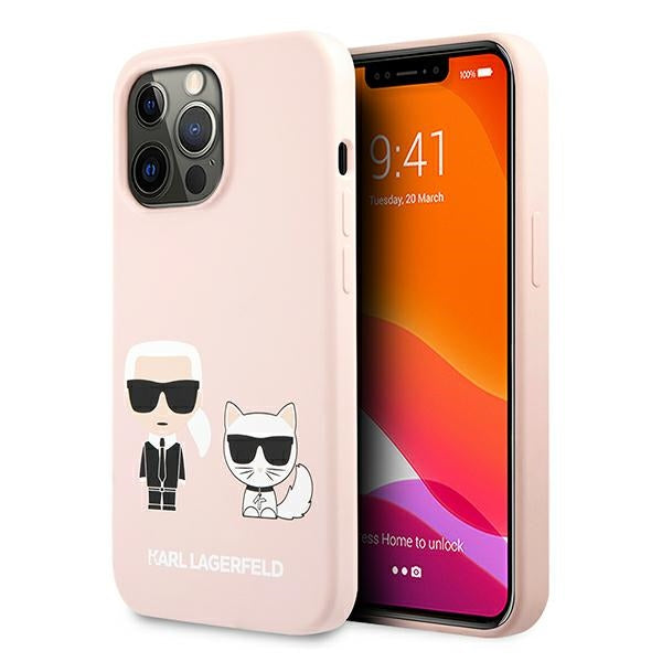 Karl Lagerfeld Silicone Karl&amp;Choupette Case for iPhone 13 Pro / iPhone 13 - Light Pink