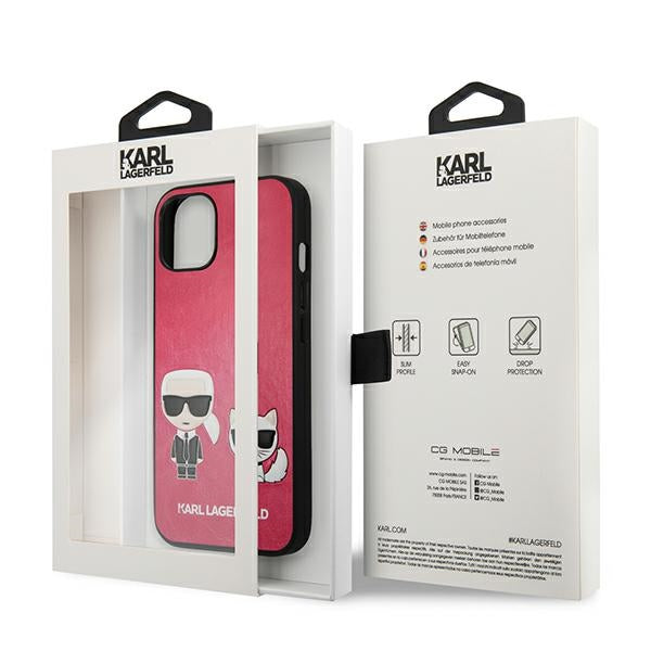 Karl Lagerfeld Ikonik Karl&amp;Choupette iPhone 13 mini case - fuchsia