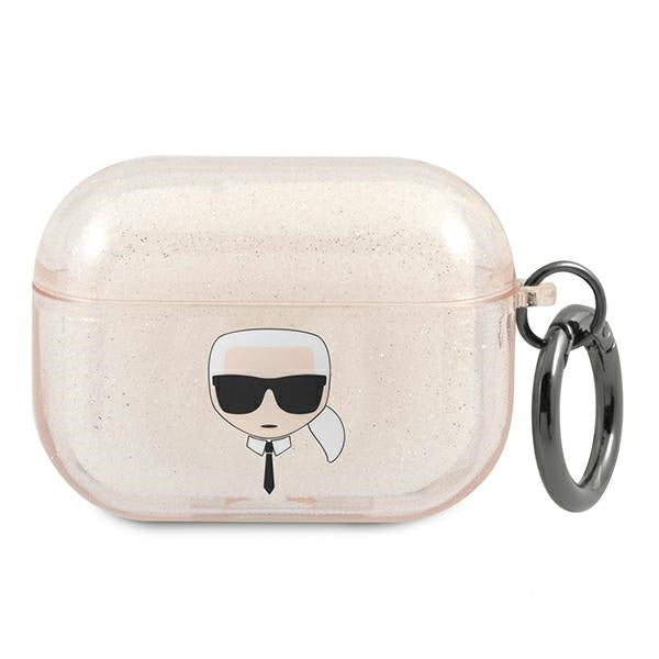 Karl Lagerfeld Glitter Karl&#39;s Head Case for AirPods Pro - Gold