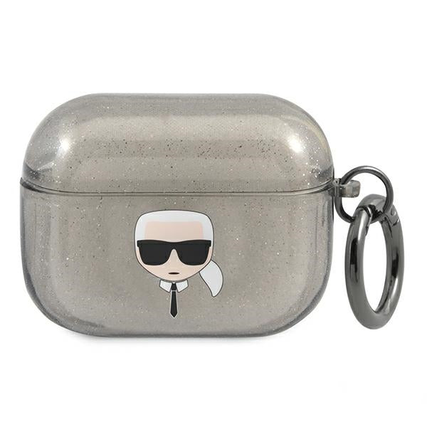 Karl Lagerfeld Glitter Karl&#39;s Head Case for AirPods Pro - Black