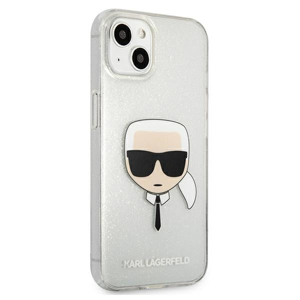 Karl Lagerfeld Glitter Karl&#39;s Head case for iPhone 13 mini - silver