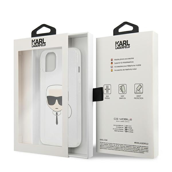 Karl Lagerfeld Glitter Karl's Head case for iPhone 13 mini - silver