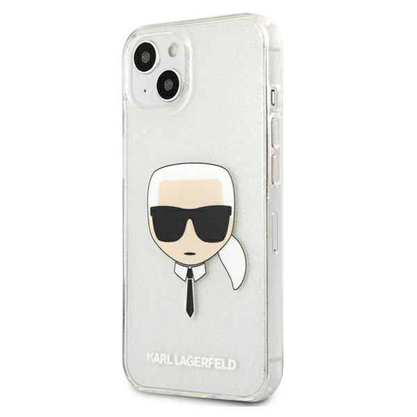 Karl Lagerfeld Glitter Karl&#39;s Head case for iPhone 13 mini - silver