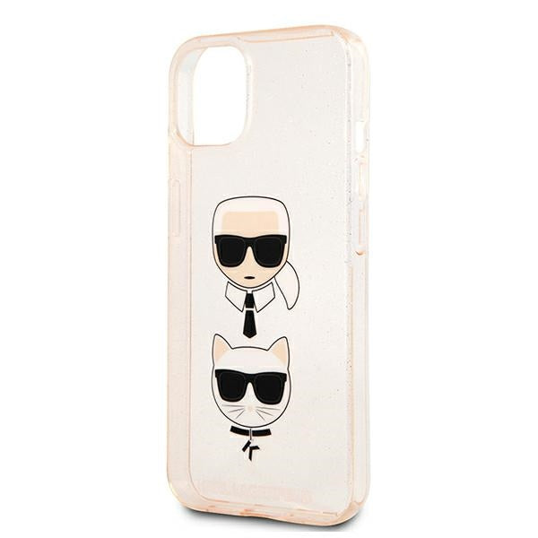 Karl Lagerfeld Glitter Karl's &amp; Choupette Head Case for iPhone 13 mini - Gold