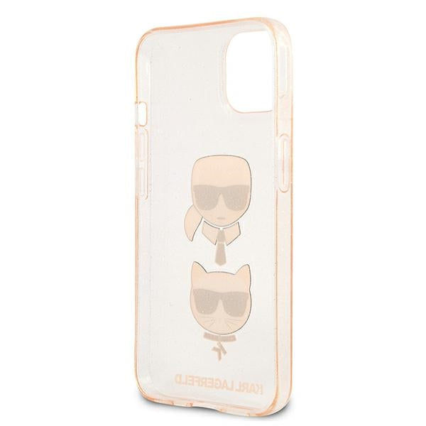 Karl Lagerfeld Glitter Karl's &amp; Choupette Head Case for iPhone 13 mini - Gold