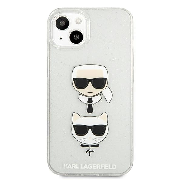 Karl Lagerfeld Glitter Karl's &amp; Choupette Head case for iPhone 13 mini - silver