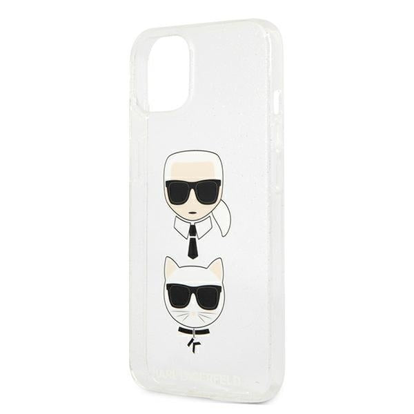 Karl Lagerfeld Glitter Karl&#39;s &amp; Choupette Head case for iPhone 13 mini - silver