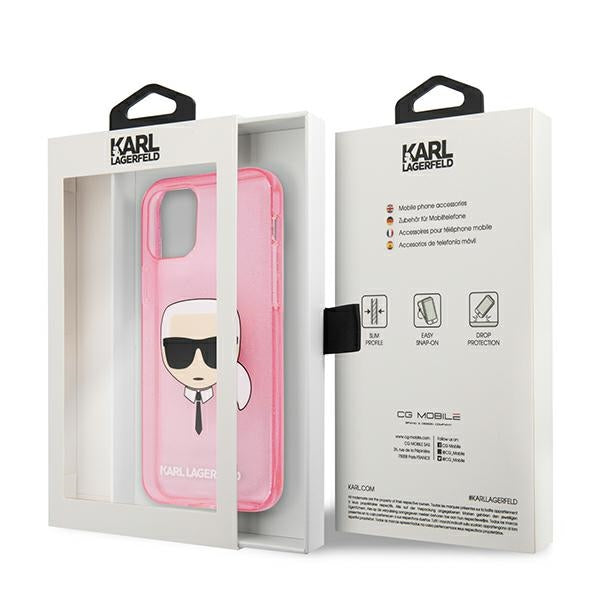 Karl Lagerfeld Glitter Karl&#39;s Head Case for iPhone 13 mini - Pink