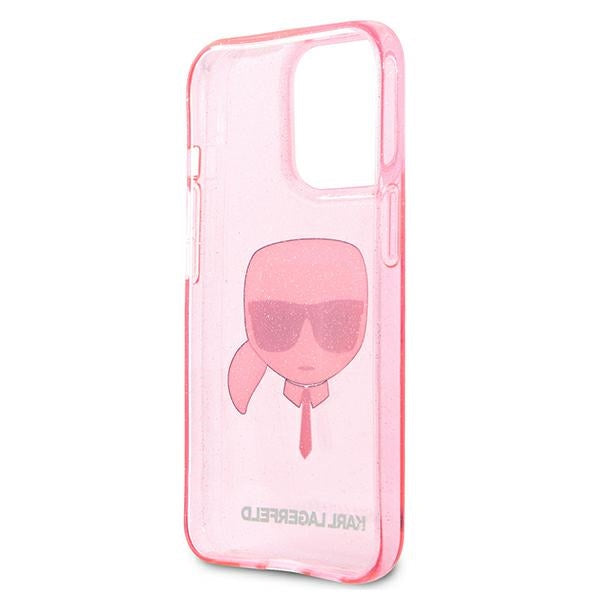 Karl Lagerfeld Glitter Karl's Head Case for iPhone 13 Pro Max - Pink