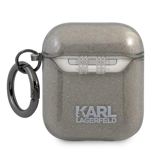 Karl Lagerfeld Glitter Karl&#39;s Head Case for AirPods 1/2 - Black