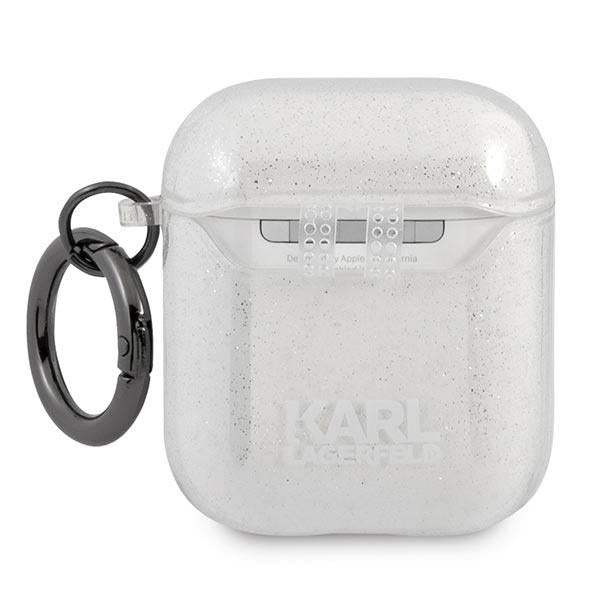 Karl Lagerfeld Glitter Karl&#39;s Head case for AirPods 1/2 - silver