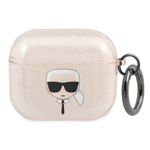 Karl Lagerfeld Glitter Karl&#39;s Head Case for AirPods 3 - Gold