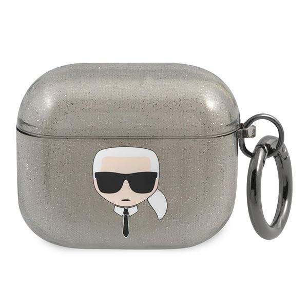 Karl Lagerfeld Glitter Karl&#39;s Head Case for AirPods 3 - Black