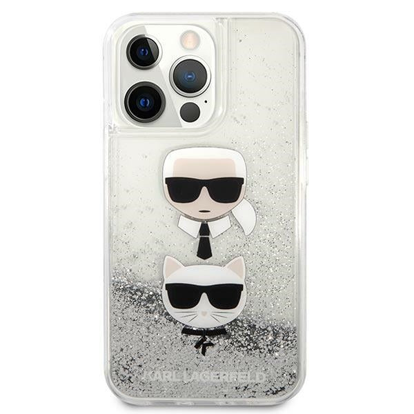 Karl Lagerfeld Liquid Glitter Karl&Choupette Head case for iPhone 13 Pro / iPhone 13 - silver