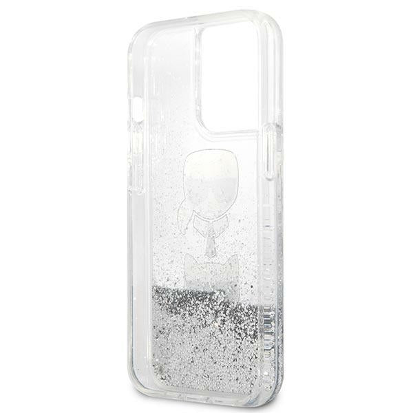 Karl Lagerfeld Liquid Glitter Karl&Choupette Head case for iPhone 13 Pro / iPhone 13 - silver